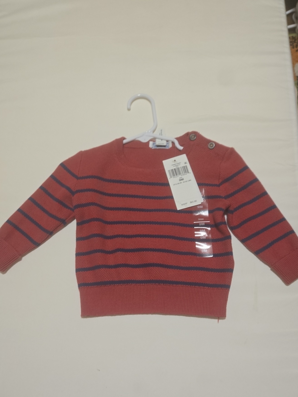 Ralph Lauren Coral Red and Navy Striped Kids Sweater